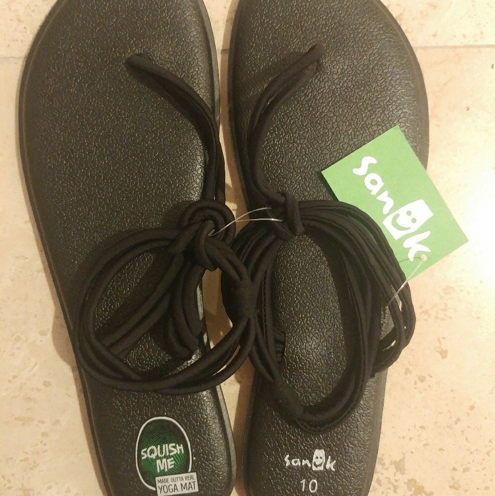 Sanuk New Black Yoga Sunshine Sandal-Womans Size10